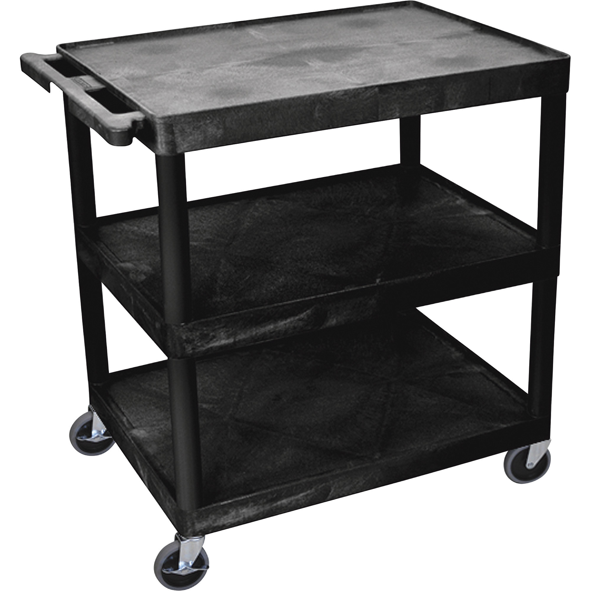 Luxor Multipurpose Utility Cart, 3 Shelves, Black, 300-Lb. Capacity, Model# HE33-B